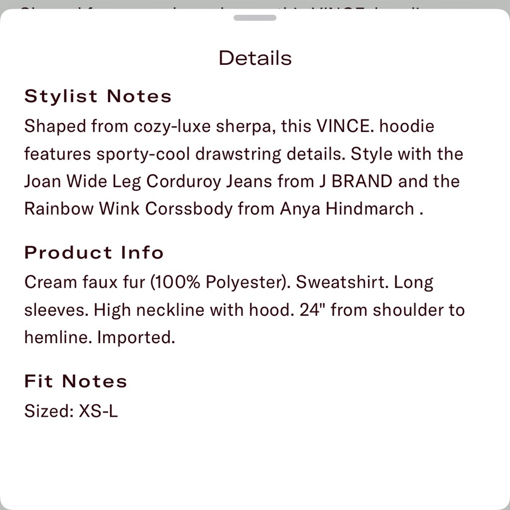 Vince $425 Cream Sherpa Oversized Hooded Pullover Jacket - Picture 10 of 10